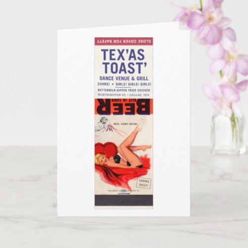 Vintage Pin_Up Matchbook Texas Toast Girls Club Card