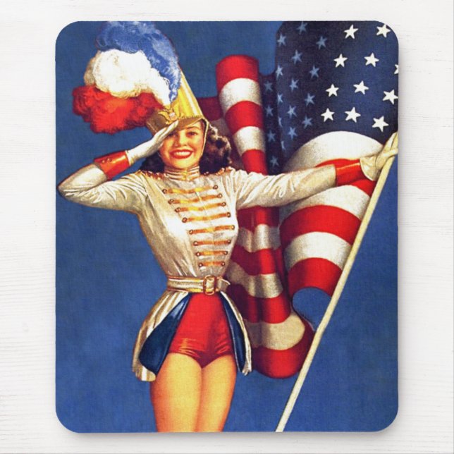Vintage Pin-up Patriotic Mouse Pad (Front)