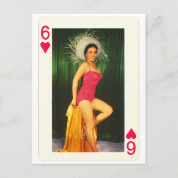 Vintage Pin-up Playing Card Six Of Hearts by seemonkee at Zazzle