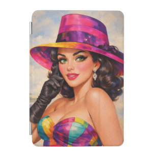 Vintage Pin-Up Portrait with Colorful Fedora iPad Mini Cover