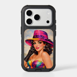Vintage Pin-Up Portrait with Colorful Fedora  iPhone 17 Pro Case