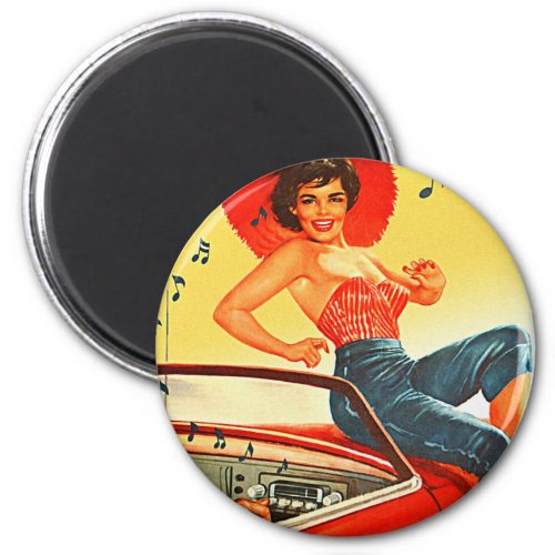 Vintage Pin Up Rock N Roll Car Radio Magnet