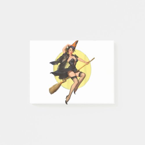 Vintage Pin up Witch Halloween Pinup Girl Funny Il Post_it Notes