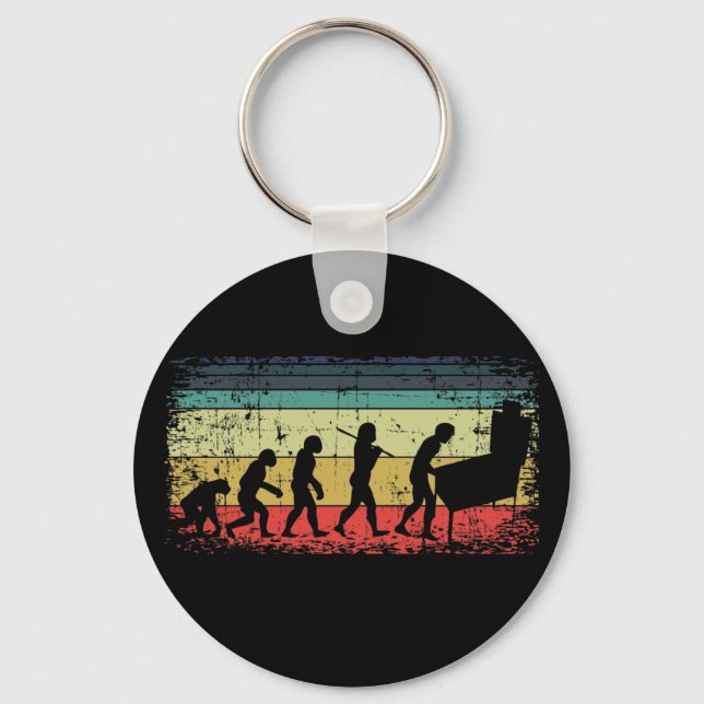 Vintage Pinball Evolution Pinball Player Retro Keychain (Front)