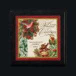 Vintage Pine Cone Bough Damask Dove Chrismas Box<br><div class="desc">COLOR PALETTE: Classic Christmas red, green and gold set the tone for this collection. DESIGN COLLECTION: Vintage Pine Bough, Pine tree, wreathes with a dove, birds, bird's nest with eggs and holly berries. Buy this as a gift for your own family or as a Christmas gift for friends, family or...</div>