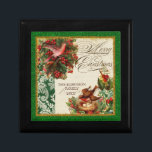 Vintage Pine Cone Bough Damask Dove Chrismas Box<br><div class="desc">COLOR PALETTE: Classic Christmas red, green and gold set the tone for this collection. DESIGN COLLECTION: Vintage Pine Bough, Pine tree, wreathes with a dove, birds, bird's nest with eggs and holly berries. Buy this as a gift for your own family or as a Christmas gift for friends, family or...</div>