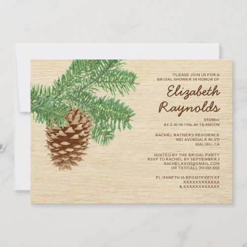Vintage Pine Cone Bridal Shower Invitations