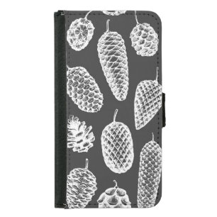 Vintage pine cones, botanical chalkboard. samsung galaxy s5 wallet case