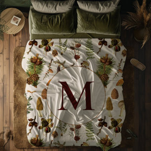 Vintage Pine Forest Treasures Pattern Fleece Blanket