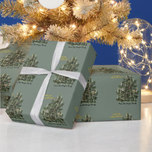 Vintage Pine Tree Green Christmas Wrapping Paper