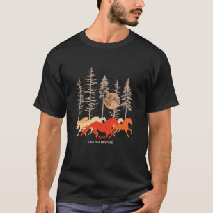 Vintage Pine Tree Moon Wild Mustang Horse Save Our T-Shirt