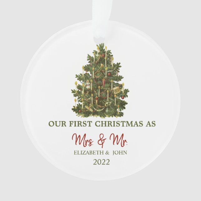 Vintage Pine Tree Our First Christmas Ornament (Front)