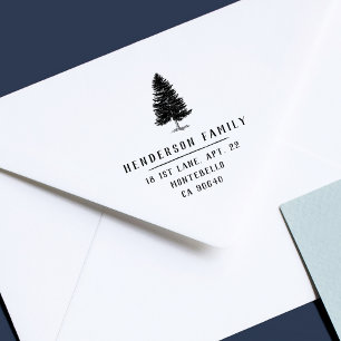 Vintage Pine Tree Rustic Elegant Return Address  Rubber Stamp