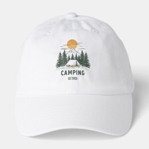 Vintage Pine Trees & Mountains Camping Hoodie  Hat