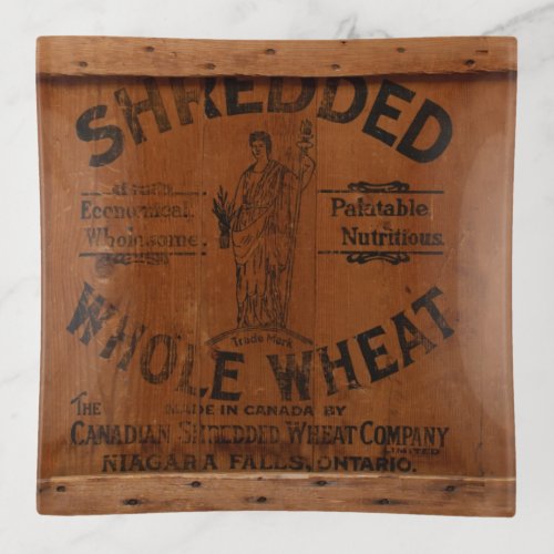 Vintage Pine Wood Shipping Crate Shredded Wheat Trinket Tray