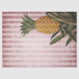 Vintage Pineapple and Pink Stripes Decoupage Tissue Paper