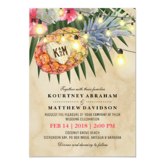Vintage Pineapple Beach Tropical Wedding Invitation