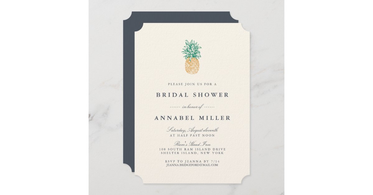 Vintage Pineapple Bridal Shower Invitation | Zazzle