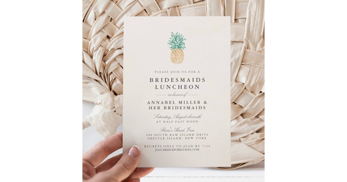 Vintage Pineapple Bridesmaids Luncheon Invitation | Zazzle