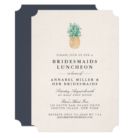 Vintage Pineapple Bridesmaids Luncheon Invitation