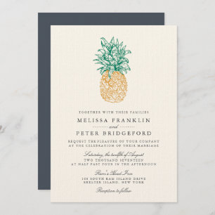 Vintage Pineapple II Wedding Invitation