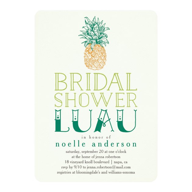 Vintage Pineapple Luau Bridal Shower Invitation