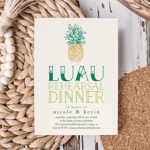 Vintage Pineapple Luau Rehearsal Dinner Invitation