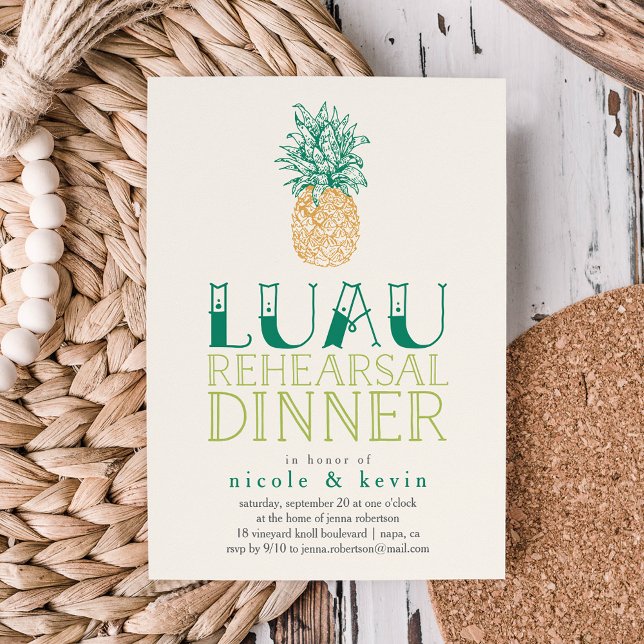 Vintage Pineapple Luau Rehearsal Dinner Invitation (Creator Uploaded)