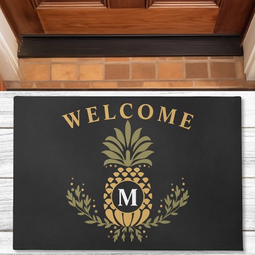 Vintage Pineapple Monogrammed Personalized Doormat