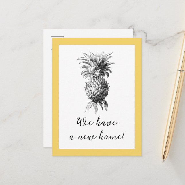 Vintage Pineapple Moving Announcement Postcard (Front/Back In Situ)