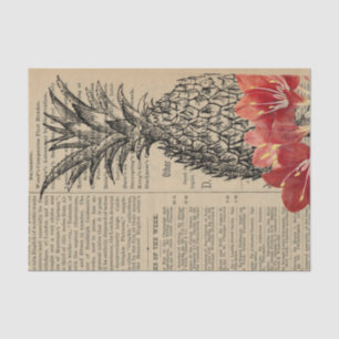 Vintage Pineapple Newspaper Tissue Paper