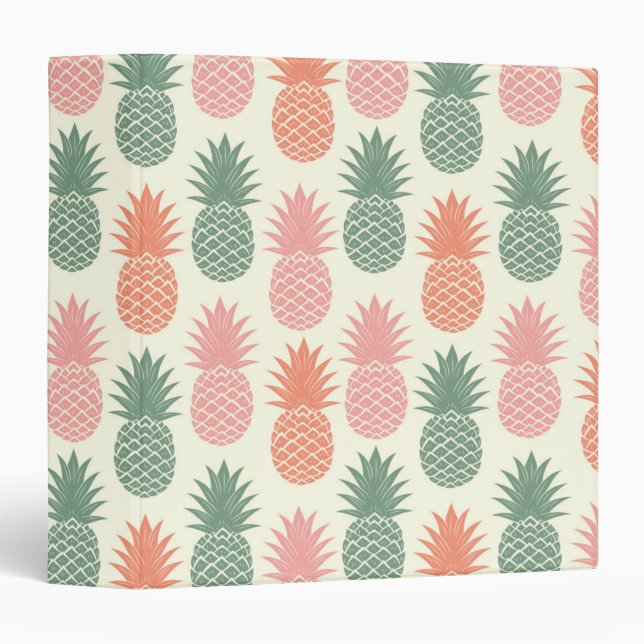 Vintage Pineapple Pattern 2 3 Ring Binder (Front/Spine)