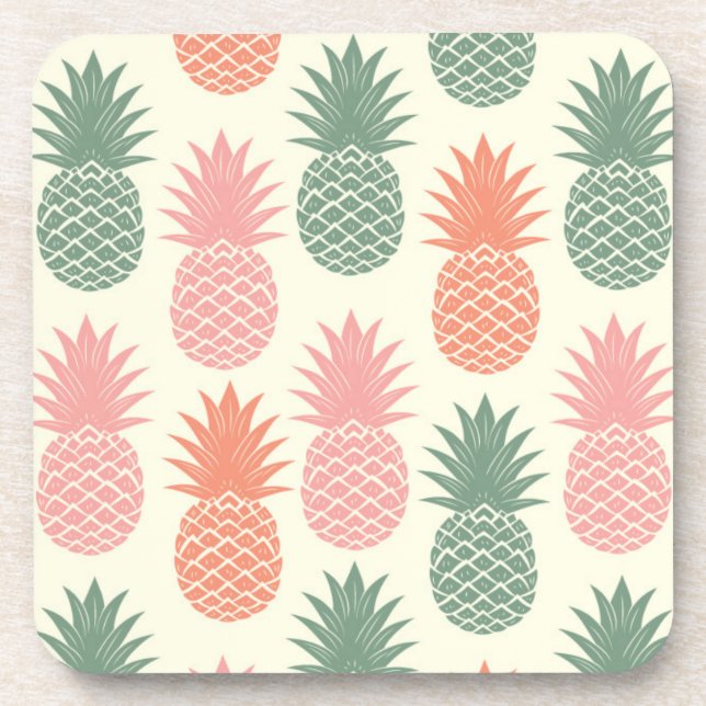 Vintage Pineapple Pattern 2 Drink Coaster (Front)