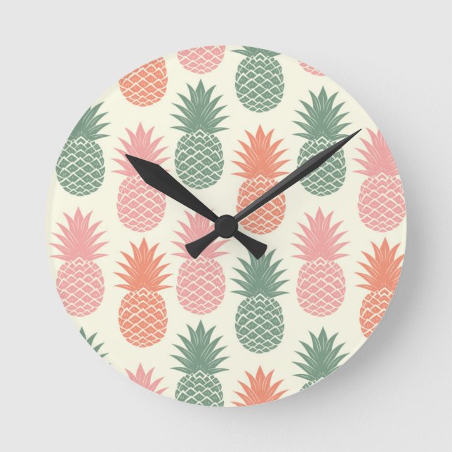 Vintage Pineapple Pattern 2 Round Clock (Front)