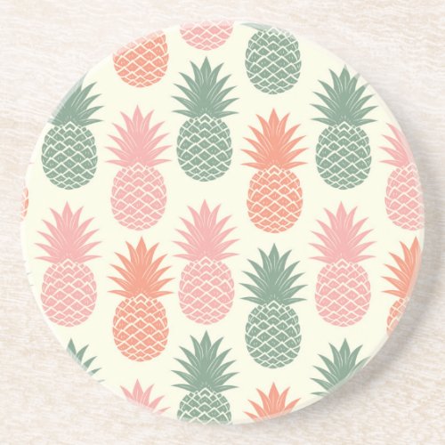 Vintage Pineapple Pattern 2 Sandstone Coaster