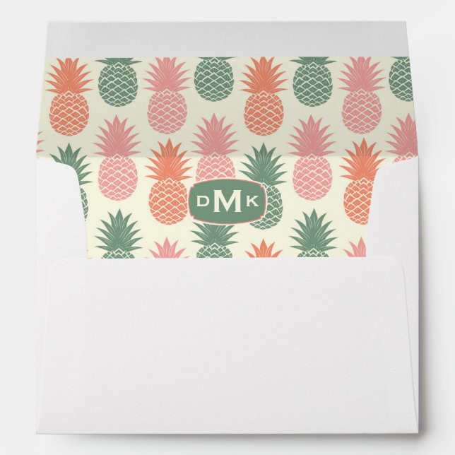 Vintage Pineapple Pattern | Monogram Envelope (Back (Bottom))