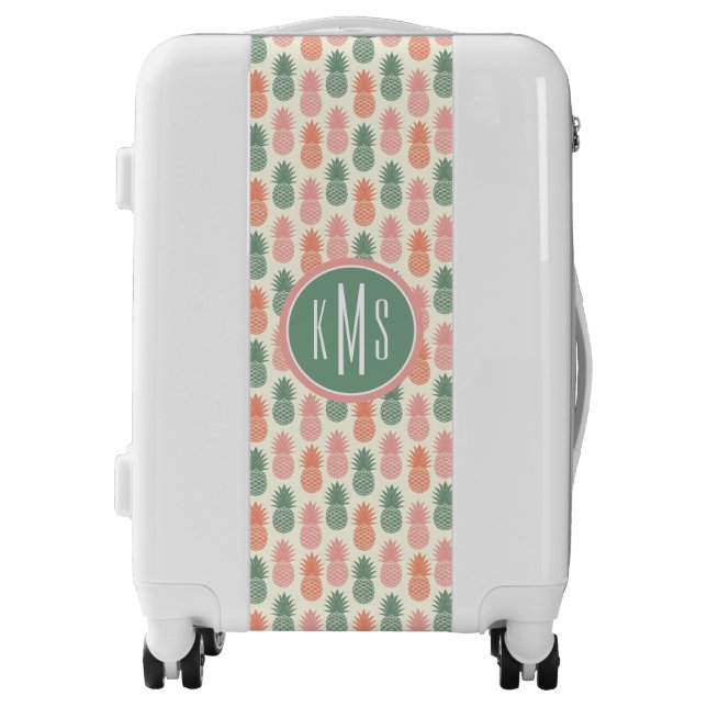 Vintage Pineapple Pattern | Monogram Luggage (Front)