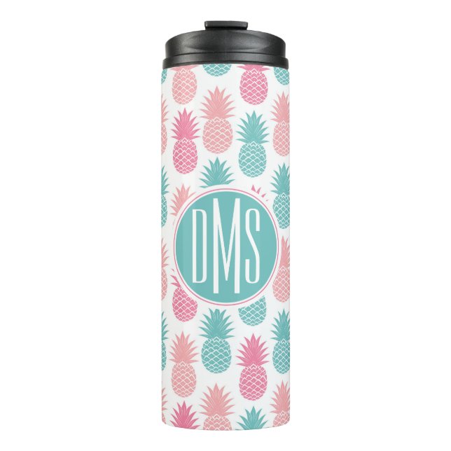 Vintage Pineapple Pattern | Monogram Thermal Tumbler (Front)