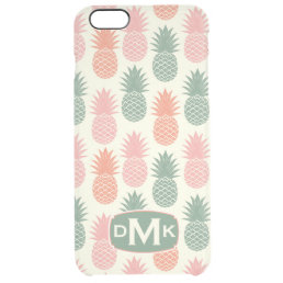 Vintage Pineapple Pattern | Monogram Clear iPhone 6 Plus Case