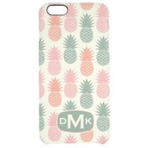 Vintage Pineapple Pattern Monogram Clear iPhone 6 Plus Case