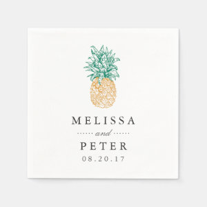 Vintage Pineapple Personalized Wedding Napkin