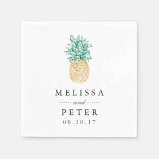 Vintage Pineapple Personalized Wedding Napkin
