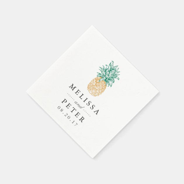 Vintage Pineapple Personalized Wedding Napkin