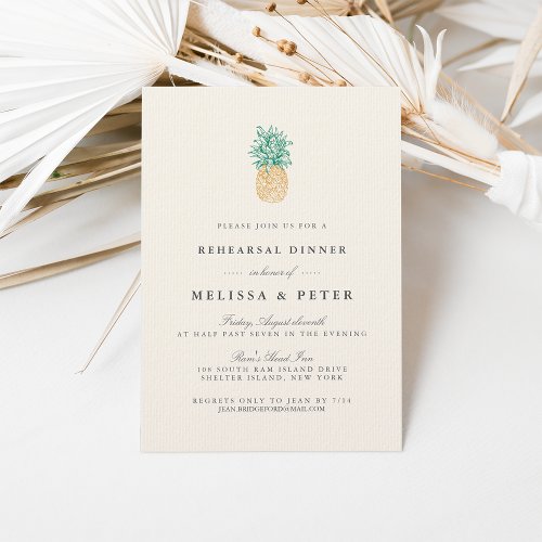 Vintage Pineapple Rehearsal Dinner Invitation