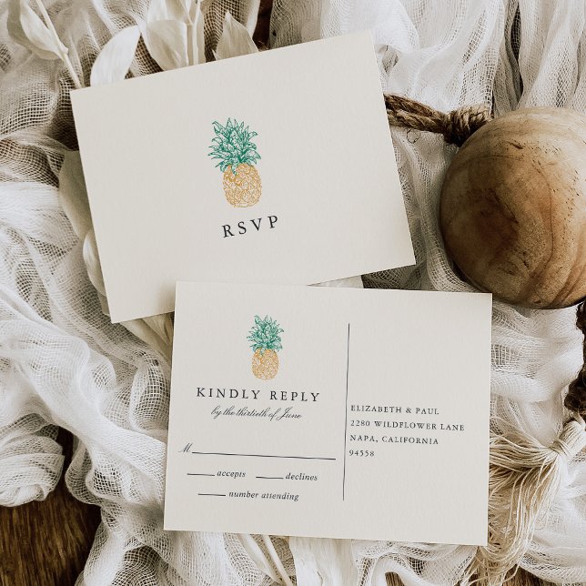 Vintage Pineapple RSVP Postcard (Creator Uploaded)