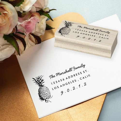 Vintage Pineapple Rubber Return Address Stamp
