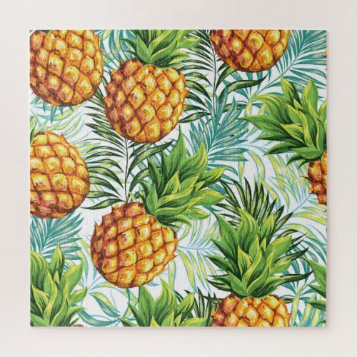 Vintage Pineapple Seamless Floral Pattern Jigsaw Puzzle