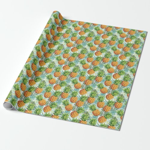 Vintage Pineapple Seamless Floral Pattern Wrapping Paper