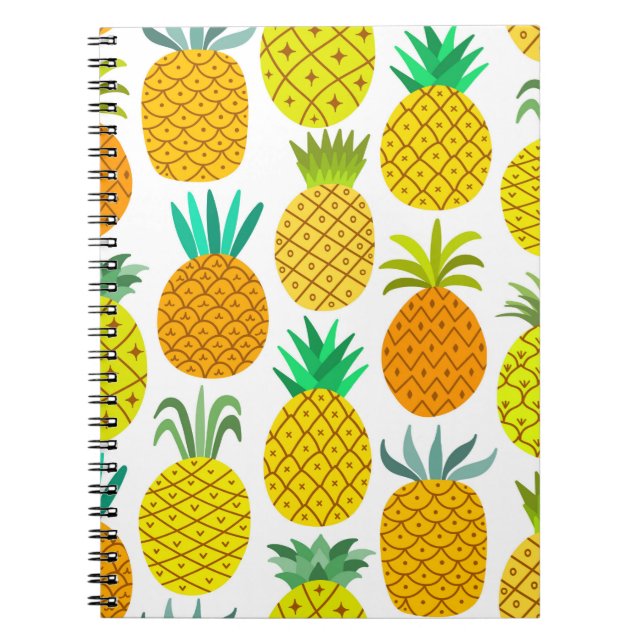 vintage pineapple seamless pattern isolated on whi notebook (Front)