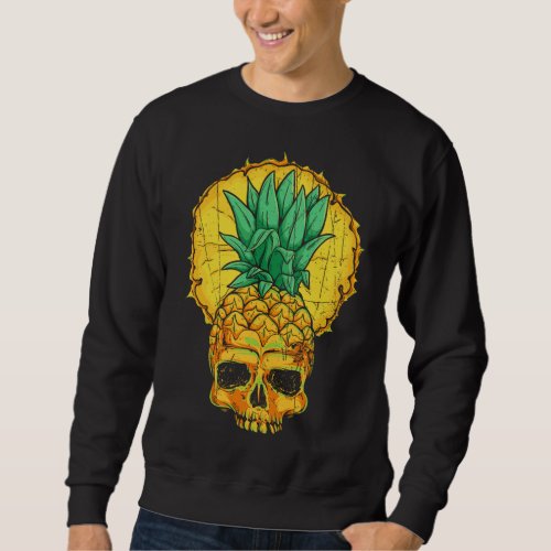 Vintage Pineapple Skull Funny Summer Fruit Fest Lo Sweatshirt